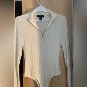 White Ribbed Bodysuit
